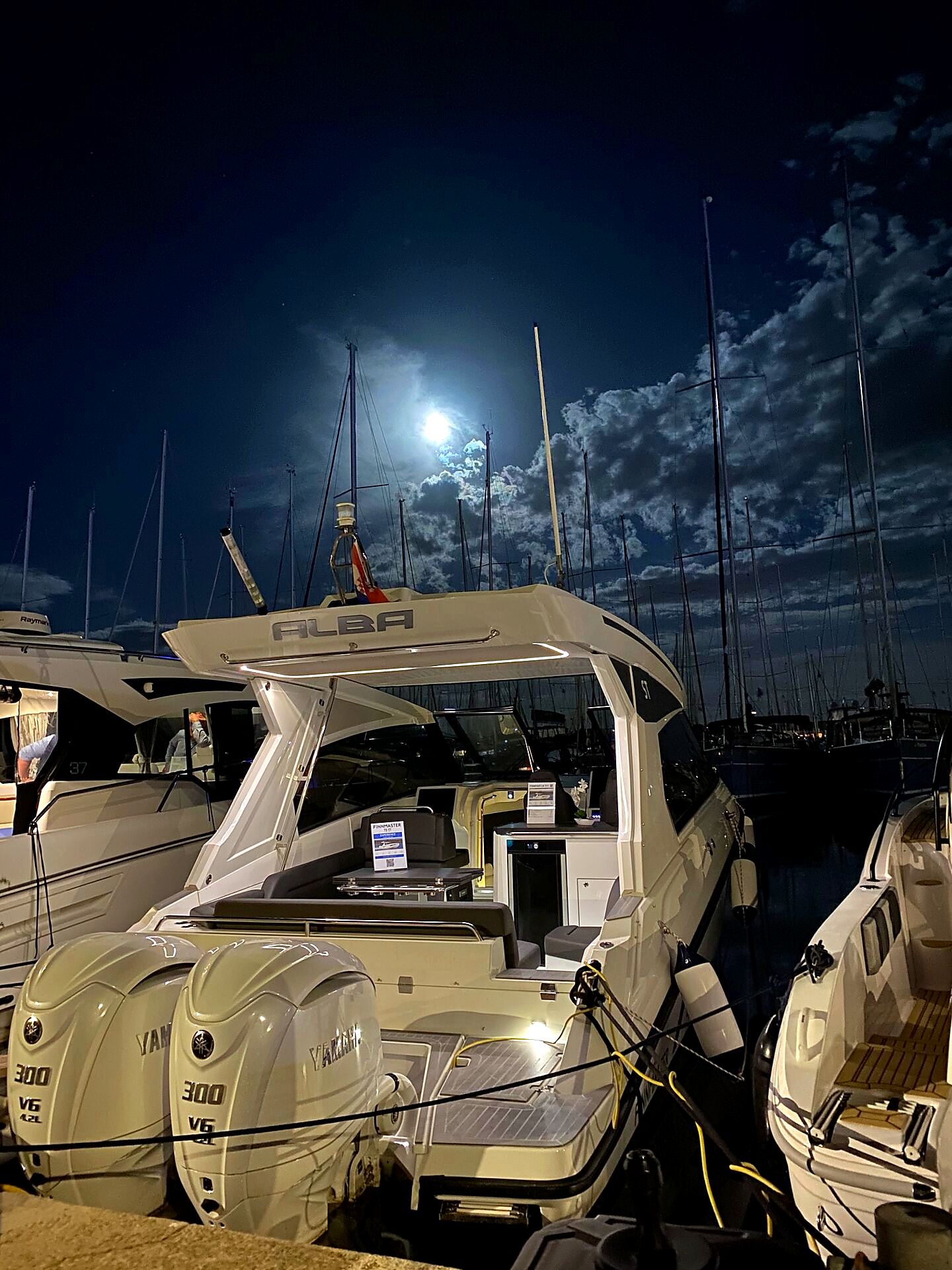 ALBA under moonlight in the marina