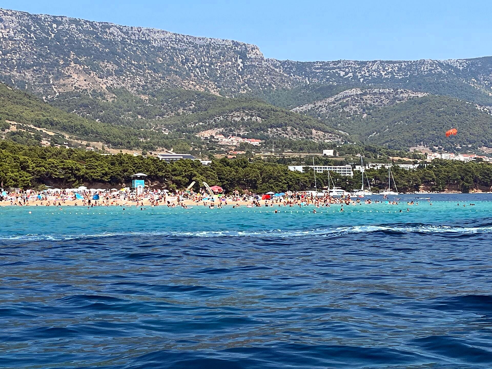 Zlatni Rat beach seen from the boat