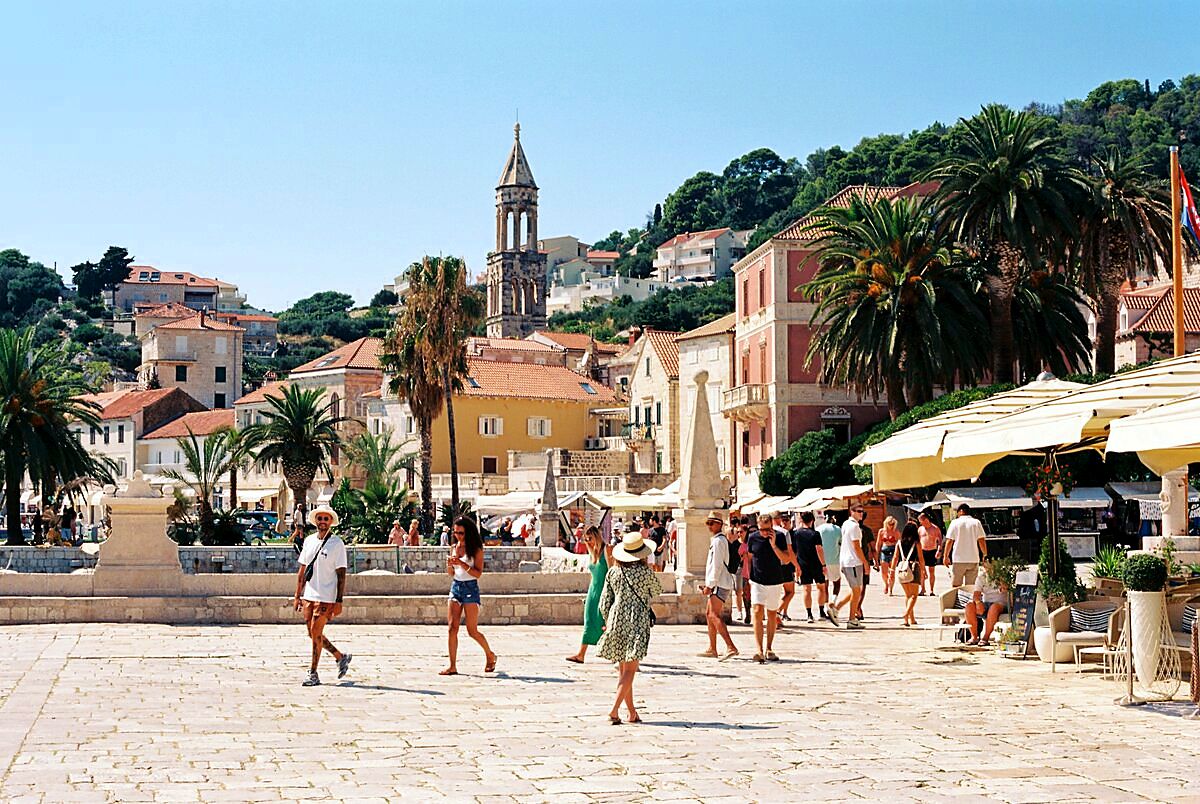 View from Hvar fortress over the town and Pakleni Islands