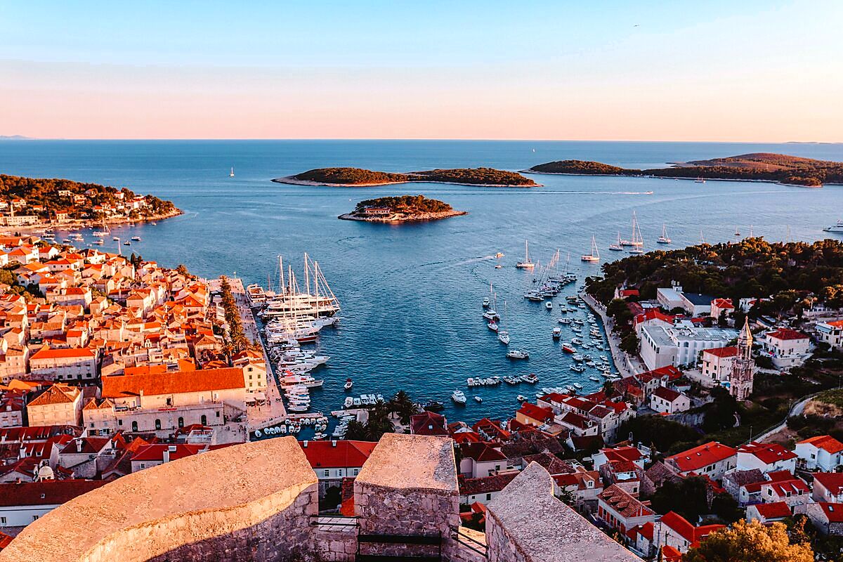 Boats moored in the picturesque Hvar harbour