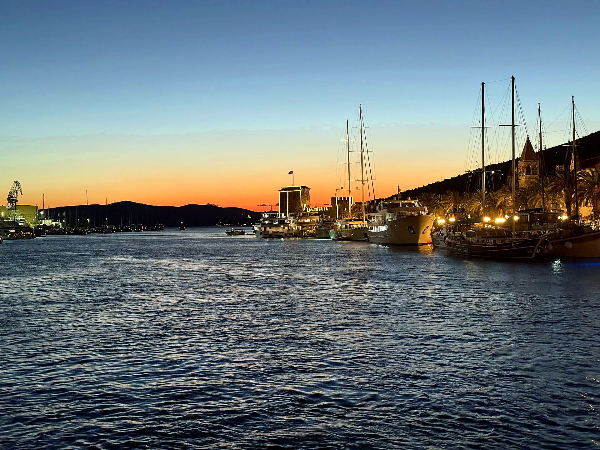 Trogir harbour at sunset